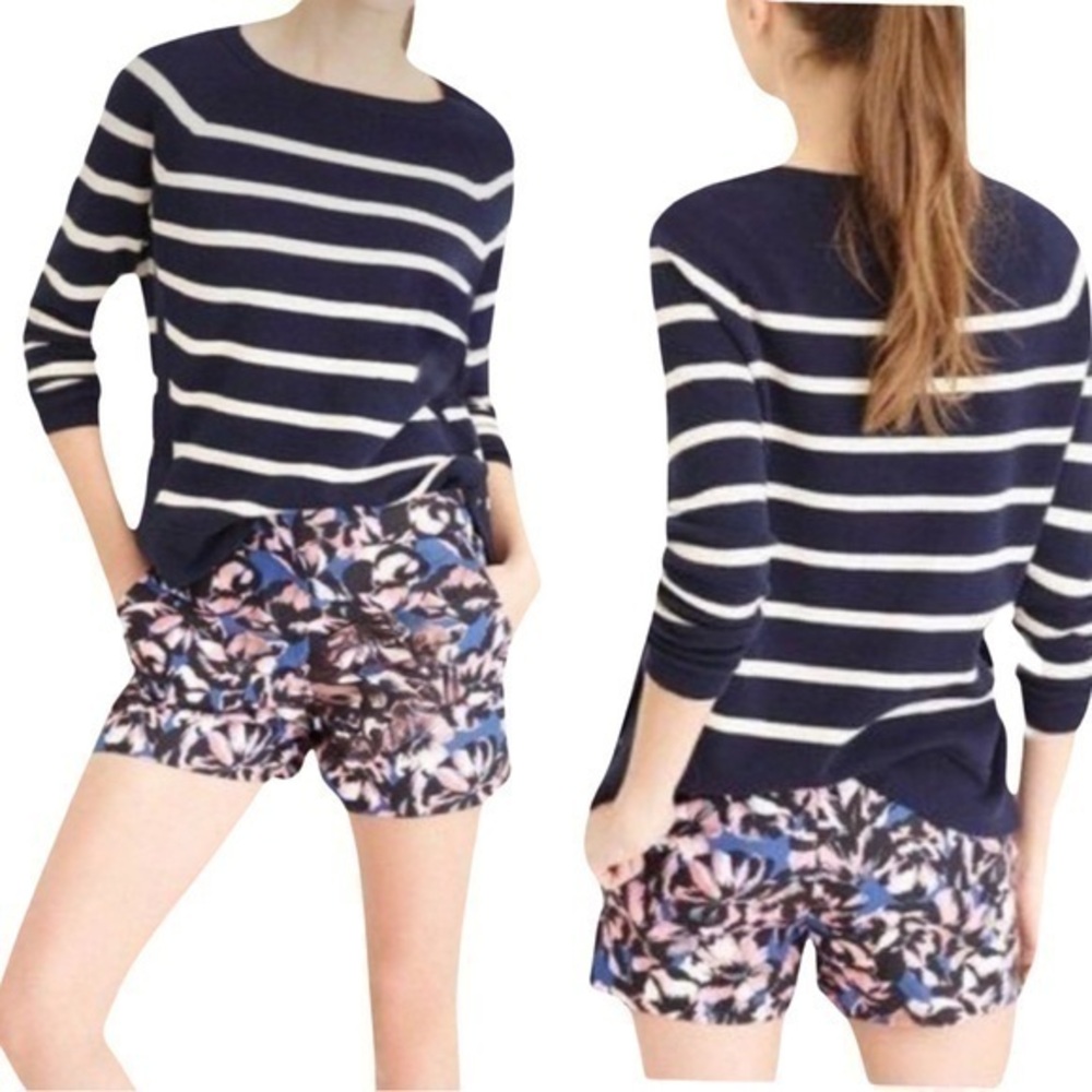 J. Crew Hibiscus Linen Blend Shorts 3” inseam